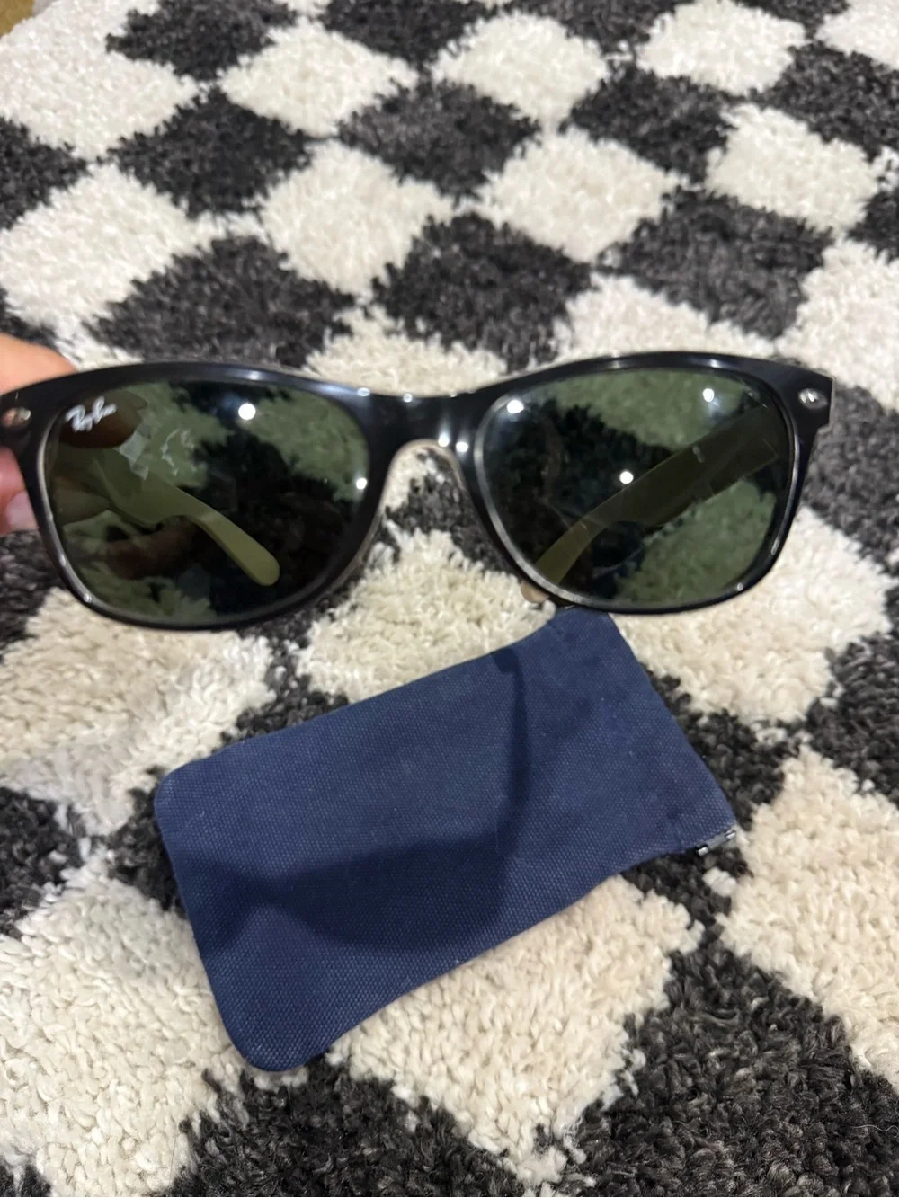 Ray-Ban Black Frame Sunglasses with Green Lenses. I don’t have original case.